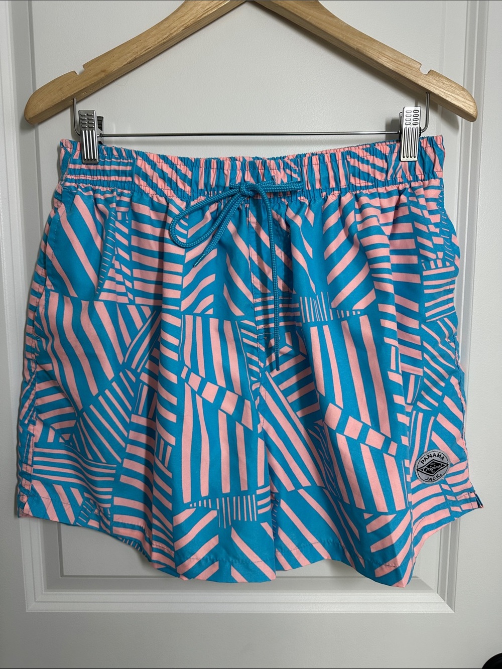 Panama Jack Men’s Geometric Swim Trunks Pink/Turquoise XL
